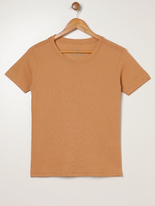 Camiseta Manga Curta Juvenil Para Menino - BEGE