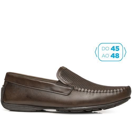 Mocassim Pegada Masculino Plus Size em Couro Cravo 540780-02