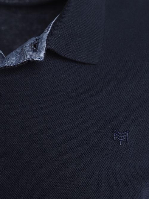 Polo Piquet Peitilho Manga Curta Masculina MARINHO