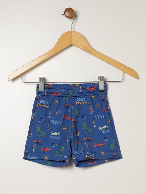 Bermuda Estampada Infantil Para Menino - AZUL