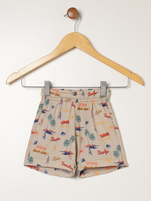 Bermuda Estampada Infantil Para Menino - BEGE