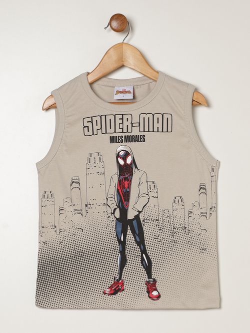 Camiseta Spider Man Regata Infantil Para Menino - BEGE