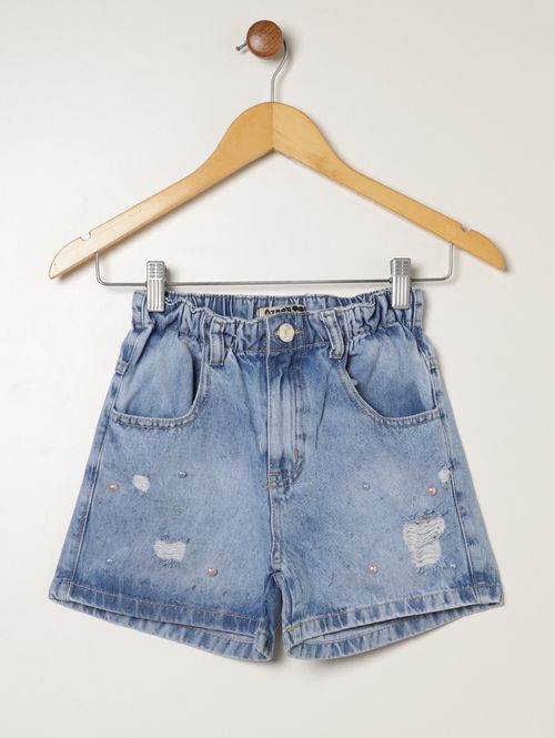 Short Jeans Juvenil Para Menina - AZUL