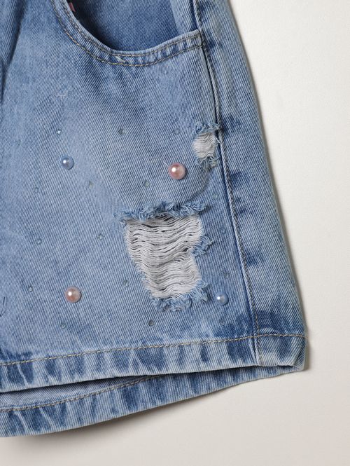 Short Jeans Juvenil Para Menina - AZUL