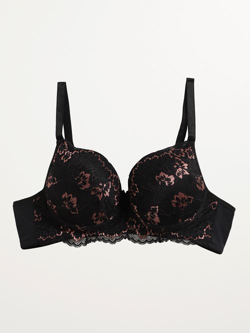 Sutiã Bojo Com Renda Bicolor Feminino PRETO/ROSE