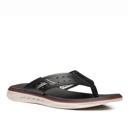 Chinelo Pegada Masculino em Couro Preto 134652-06
