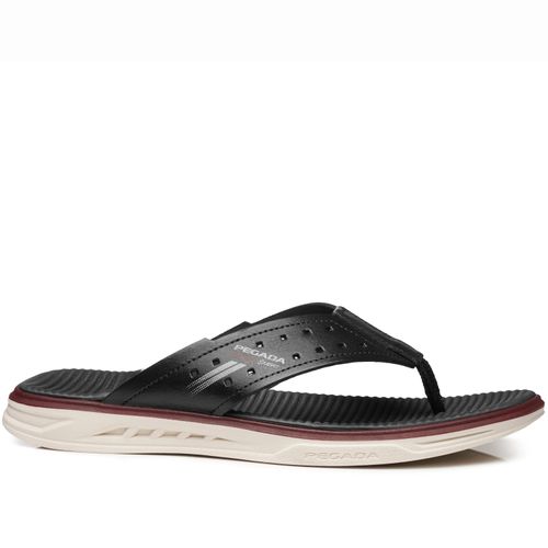 Chinelo Pegada Masculino em Couro Preto 134652-06