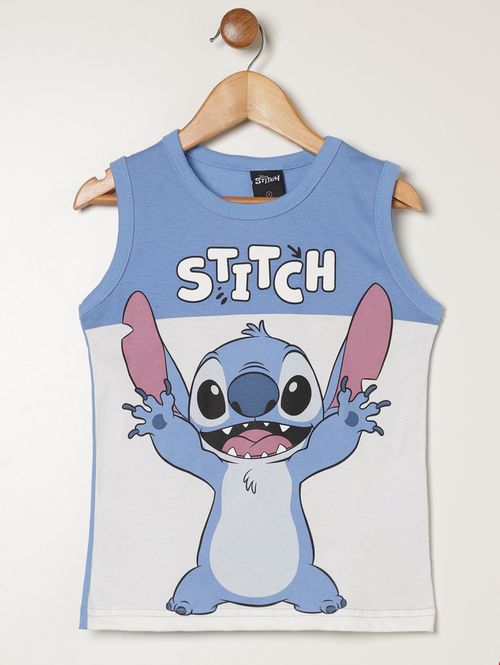 Camiseta Stitch Regata Infantil Para Menino - AZUL