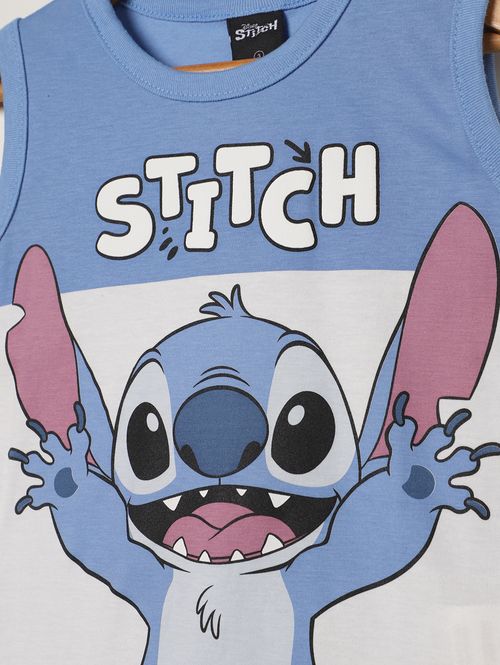Camiseta Stitch Regata Infantil Para Menino - AZUL