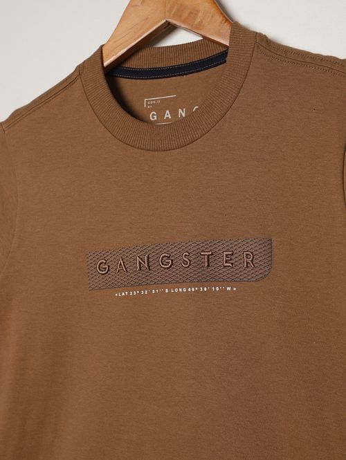 Camiseta Manga Curta Gangster Juvenil Para Menino MARROM