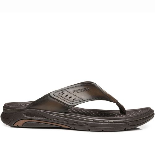 Chinelo Pegada Masculino em Couro Cravo 134551-02