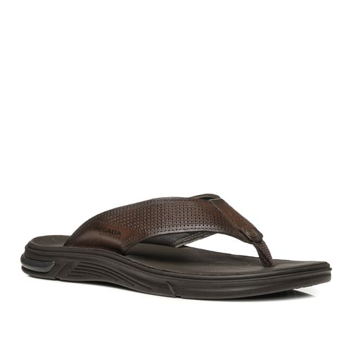 Chinelo Pegada Masculino em Couro Pinhão 134403-01