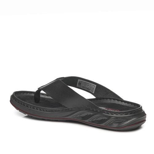 Chinelo Pegada Masculino em Couro Preto 134103-05