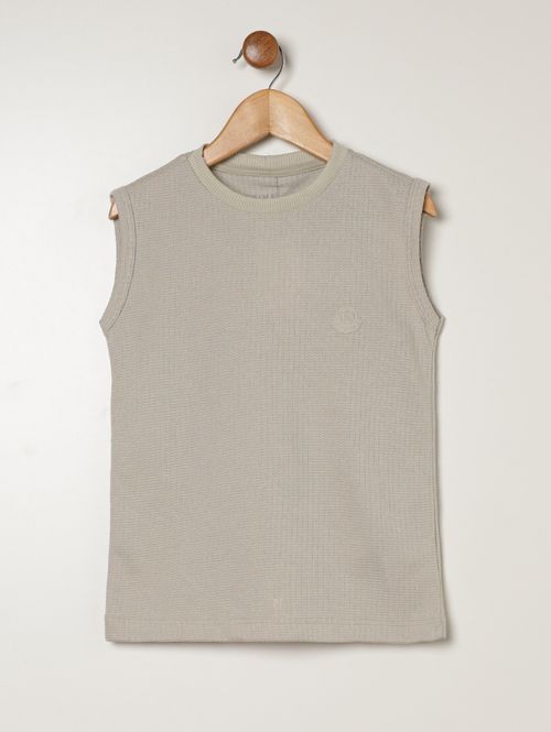 Camiseta Malha Regata Infantil Para Menino- BEGE