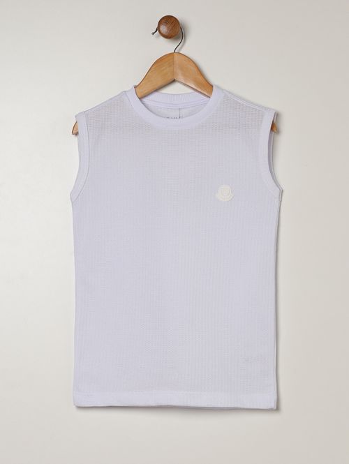 Camiseta Malha Regata Infantil Para Menino- BRANCO