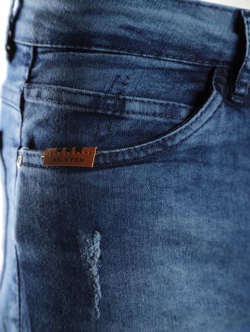 Bermuda Jeans Puídos Masculina AZUL