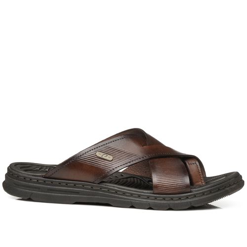 Chinelo Pegada Masculino em Couro Pinhão 134205-01