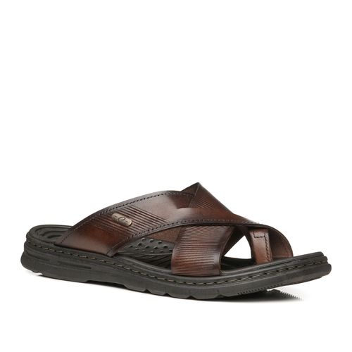 Chinelo Pegada Masculino em Couro Pinhão 134205-01