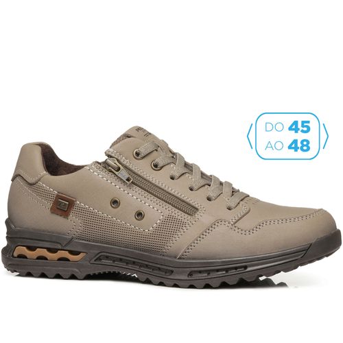 Sapatênis Pegada Masculino Plus Size em Couro Areia 511801-04