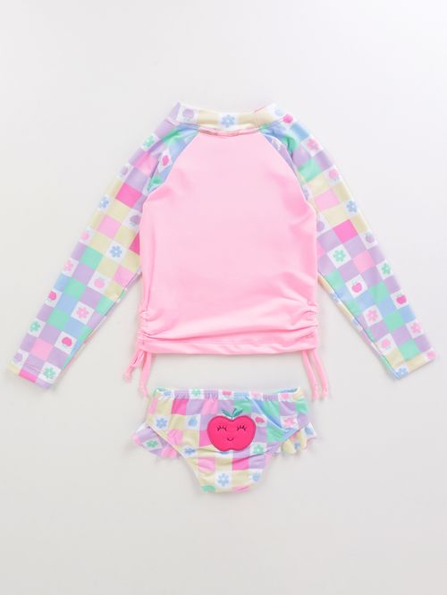 Camiseta UV Com Calcinha Infantil Para Menina - ROSA CLARO