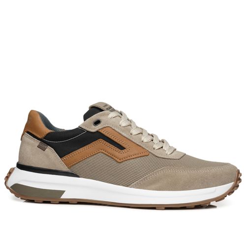 Tênis Casual Pegada Masculino em Couro Areia 110752-04