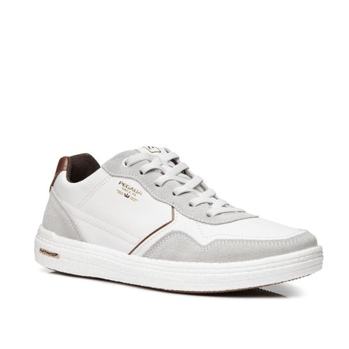 Tênis Casual Pegada Masculino em Couro Branco 112003-01