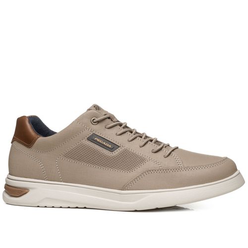 Tênis Casual Pegada Masculino em Couro Areia 112403-07