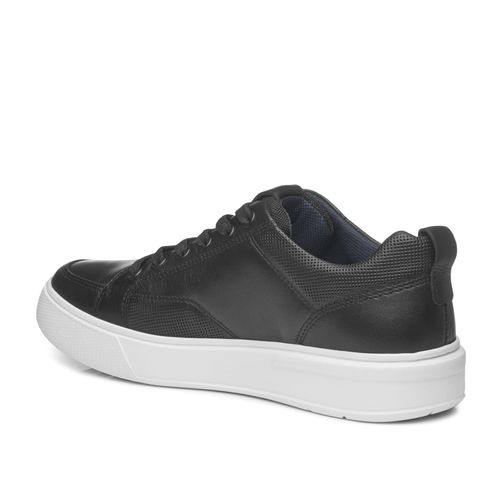 Tênis Casual Pegada Masculino Plus Size em Couro Preto 511902-06