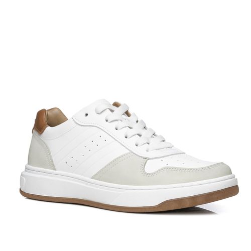 Tênis Casual Pegada Masculino em Couro Branco 111721-01