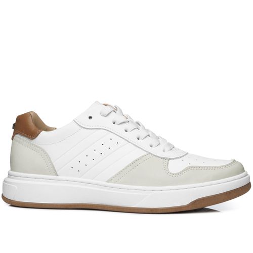Tênis Casual Pegada Masculino em Couro Branco 111721-01