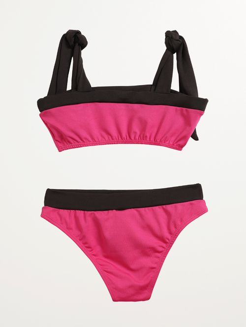 Biquíni Top Juvenil Para Menina - ROSA/PRETO
