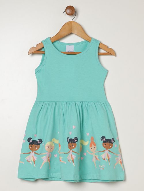 Vestido Meia Malha Infantil Para Menina - VERDE