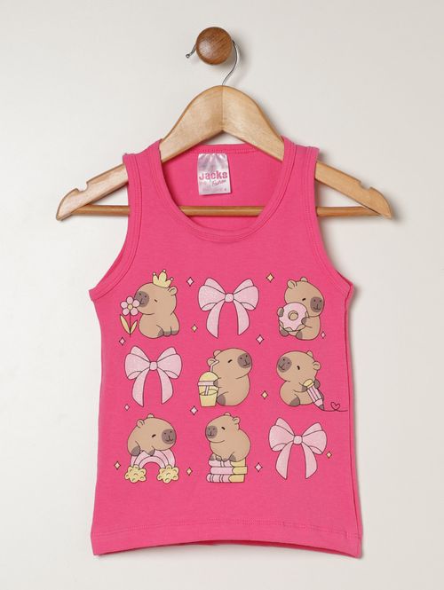 Blusa Cotton Manga Curta Infantil Para Menina - ROSA