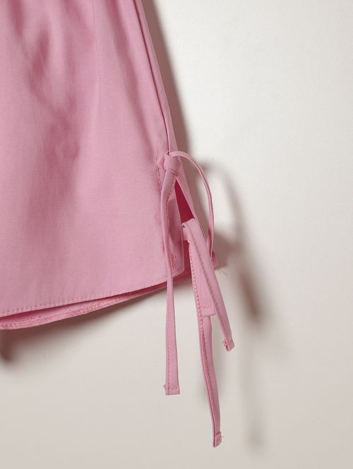 Short Sarja Laço Juvenil Para Menina - ROSA CLARO