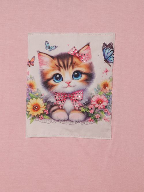 Blusa Manga Curta Juvenil Para Menina - ROSA CLARO