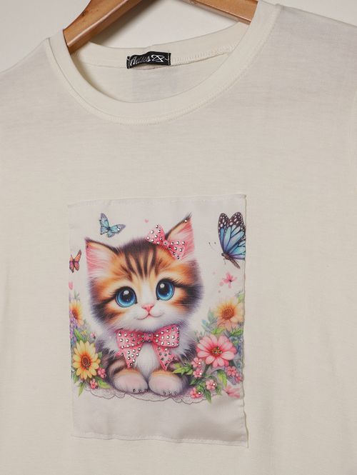 Blusa Manga Curta Juvenil Para Menina - OFF WHITE