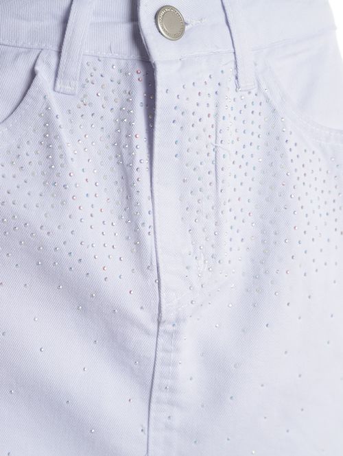 Saia Mini Sarja Brilhosa Feminina BRANCO
