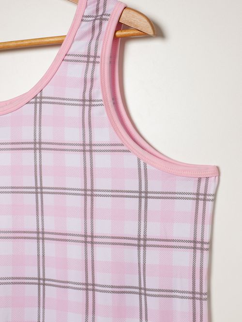 Camisola Suede Xadrez Plus Size Feminina ROSA