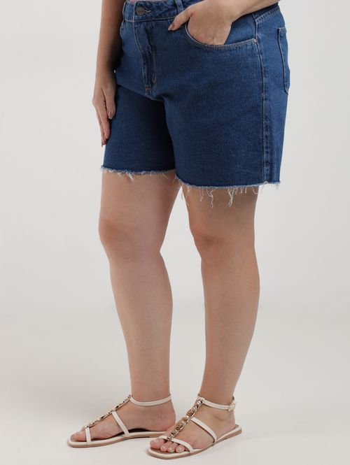 Short Jeans Mokkai Plus Size Feminino AZUL