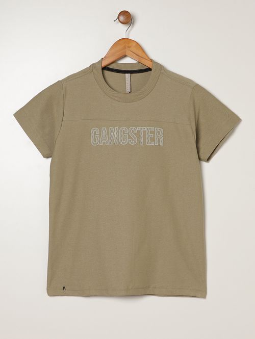 Camiseta Manga Curta Gangster Juvenil Para Menino VERDE