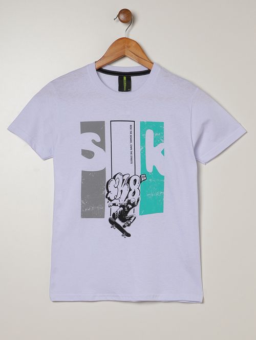 Camiseta Estampada Juvenil Para Menino - BRANCO