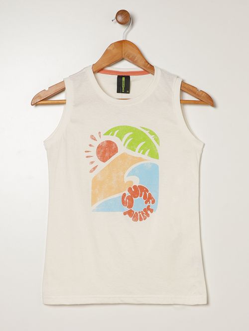 Camiseta Regata Juvenil Para Menino - OFF WHITE