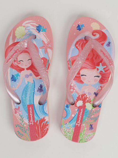 Chinelo Sereia Ipanema Juvenil Para Menina - NUDE/VERMELHO