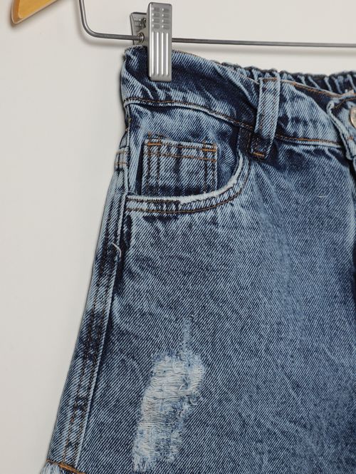 Short Jeans Juvenil Para Menina - AZUL