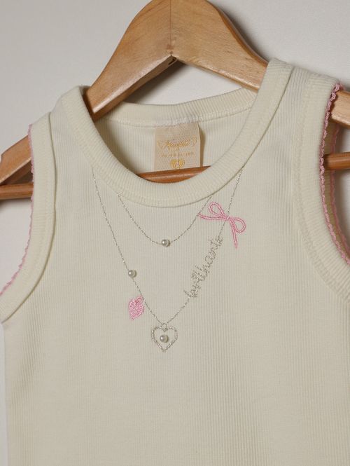 Blusa Canelada Regata Infantil Para Menina- OFF WHITE