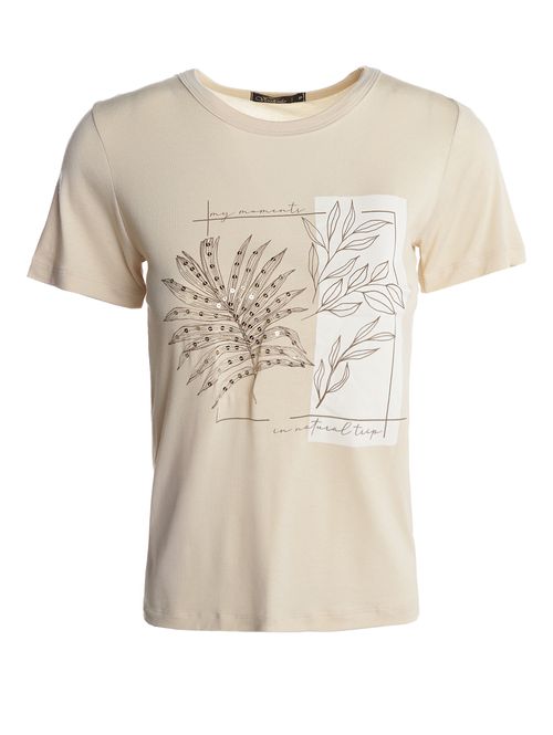 Blusa Floral Manga Curta Feminina AREIA