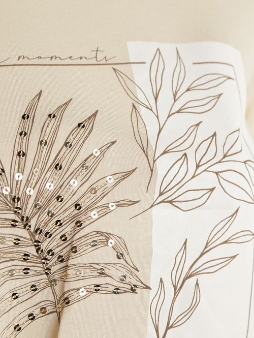 Blusa Floral Manga Curta Feminina AREIA