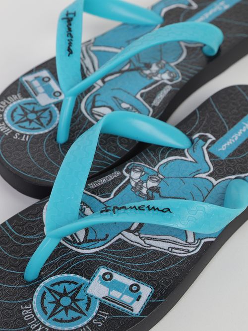 Chinelo Dino Ipanema Juvenil Para Menino - PRETO/AZUL