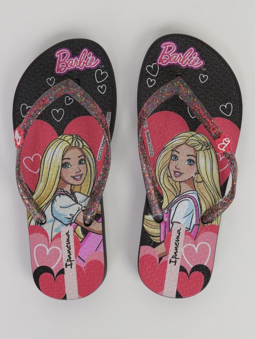 Chinelo Barbie Ipanema Infantil Para Menina- PRETO/ROSA
