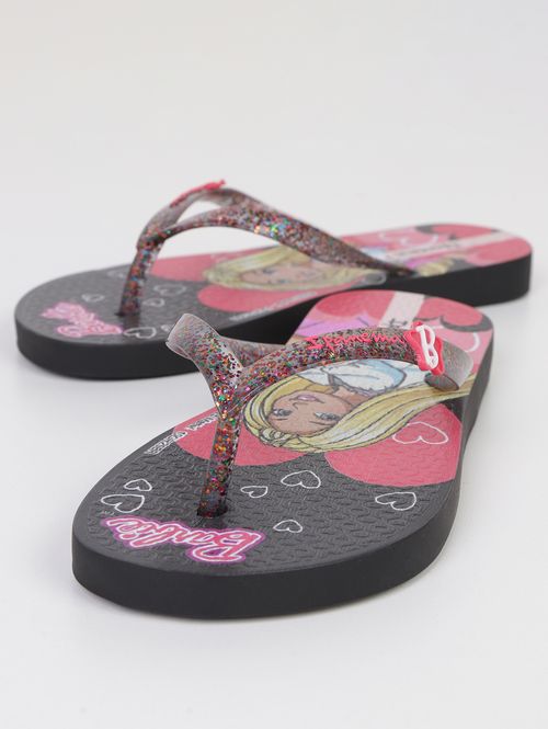 Chinelo Barbie Ipanema Infantil Para Menina- PRETO/ROSA